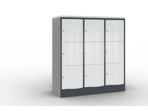 lockerkast cil.slot 1255x1150x540mm 3x3 vakken RAL7021 front RAL7035