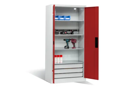 acculaadkast 1950x930x500mm 5stekkerdozen 230V cil.-slot front RAL3003