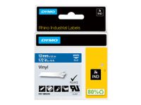Labeltape Dymo Rhino 1805243 12mmx5.5m Vinyl Wit Op Blauw