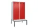 locker met bank,voor scheiding van kleding,HxBxD 2120x1200x815mm,4vak