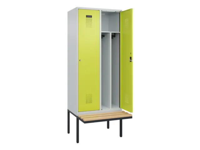 locker met bank,voor scheiding van kleding,HxBxD 2120x800x815mm,2vak