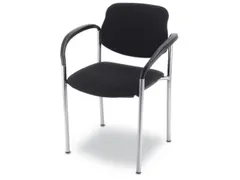 Bezoekersstoel,4Voeten Ronde Buis Verchroomd,M. Armleuningen