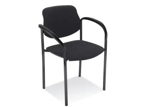 Bezoekersstoel,4Voeten Ronde Buis Zwart,M. Armleuningen