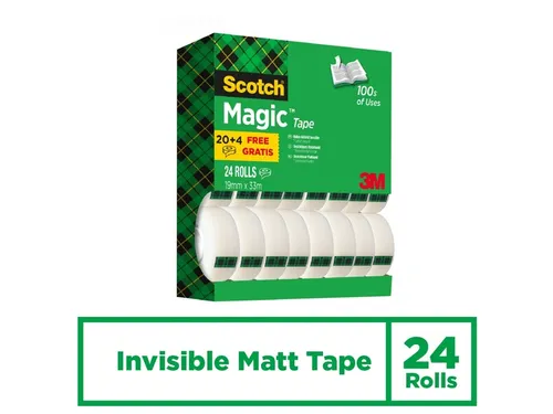 Plakband Scotch Magic 810 19mmx33m onzichtbaar mat 20+4 gratis