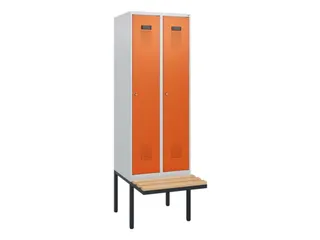 locker met bank,HxBxD 1950x600x815mm,2vak,vak B 300mm,cilinderslot - 2