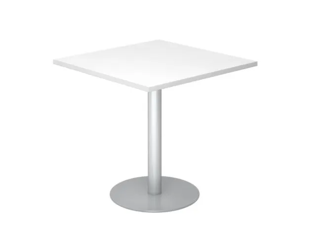 table de réunion HxlxP 745x800x800mm carré pied à disque argent