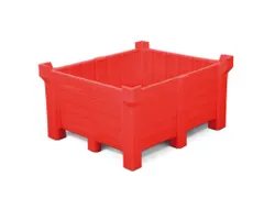 stapelbak,HxLxB 600x1000x1200mm,400l,PE,rood,Wanden gesloten
