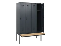 locker met bank,HxBxD 1950x1200x815mm,4vak,vak B 300mm,draaigrendel