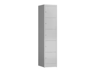 Lockerkast 1800x415x500mm 1x5 vakken cilinderslot, sokkel, RAL7035 - 1