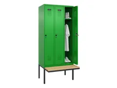 locker met bank,HxBxD 2120x900x815mm,3vak,vak B 300mm,draaigrendel