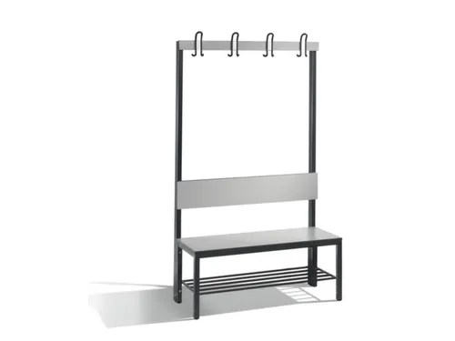 omkleedbank,HxLxD 1710x1000x407mm,HPL zilvergrijs,frame staal RAL7021