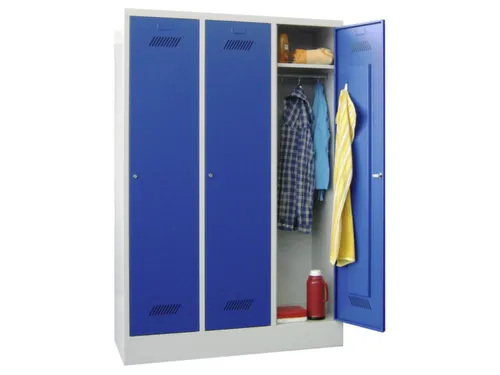 lockerkast,HxBxD 1850x1200x500mm,3vak,RAL7035,front RAL3000