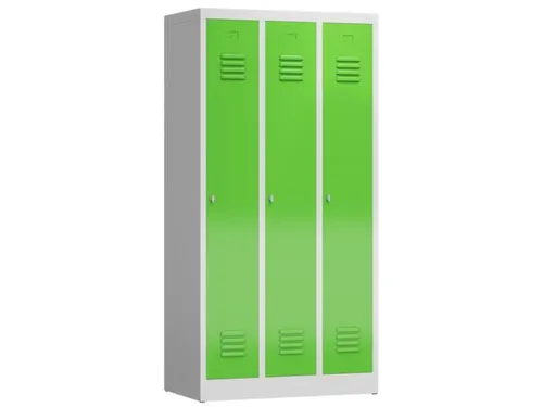 garderobekast 1800x870x500mm 3vak klink sokkel romp RAL7035 RAL6018