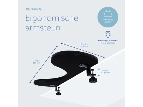 R-Go Tools Ergonomisch Armsteun R-Go soft foam Zwart
