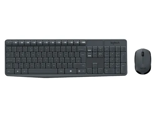 Logitech Draadloos Toetsenbord MK235 QWERTY + Compacte muis Zwart