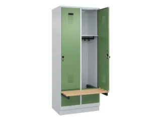 locker met bank,HxBxD 1950x800x815mm,2vak,vak B 400mm,draaigrendel - 1