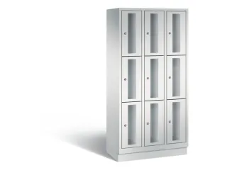 Lockerkast 1800x900x500mm 3x3 vakken Cilinderslot, Sokkel, RAL7035 - 2