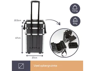 Gereedschapskoffer Aluminium Trolley 370x270x670mm Zwart - 6