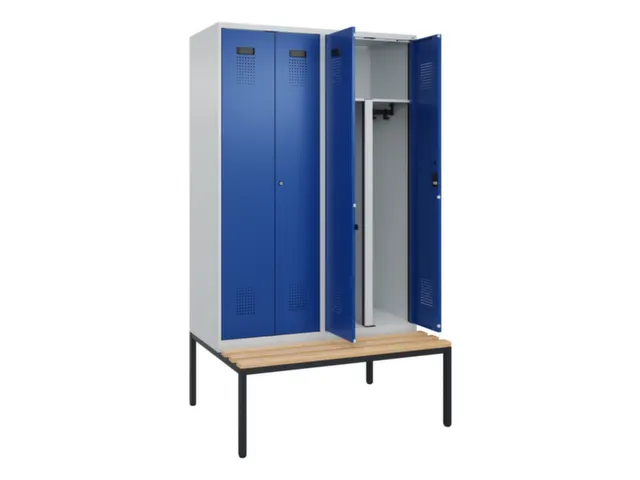 PBM-locker met bank,HxBxD 2120x1200x815mm,4vak,vak B 300mm
