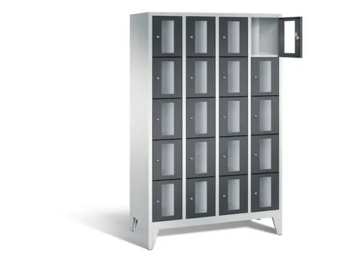 Lockerkast 1850x1190x500mm 4x5 vakken Cilinderslot Poten, RAL7021