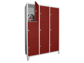 lockerkast,HxBxD 1850x1200x500mm,3x3vakken,RAL7035,front RAL3000 - 2