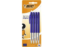 Balpen Bic M10 medium blauw blister à 4st
