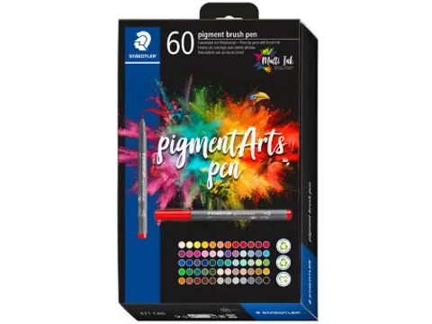 Brushpen Staedtler 371 PigmentArts viltstiften set à 60 kleuren
