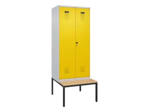 locker met bank,voor scheiding van kleding,HxBxD 2120x800x815mm,2vak