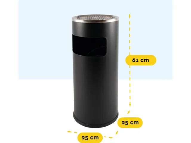 Asbak met Afvalbak AT500 Zwart 11 Liter