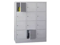 lockerkast,HxBxD 1518x1200x500mm,3x4vakken,RAL7035,front RAL7016