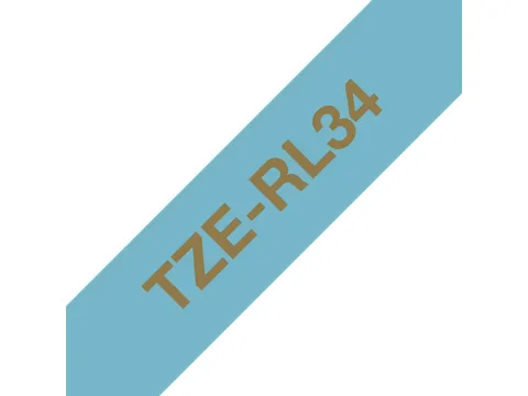 Brother TZe-RE54 stoflint goud op lichtblauw - breedte 12 mm, lengte 4