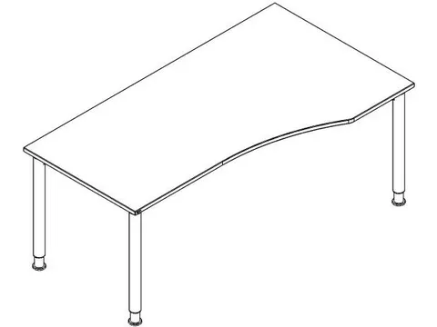 In hoogte verstelbaar computerbureau,onderstel wit,decor esdoorn