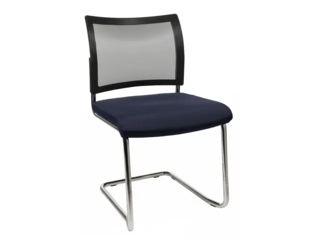 Bezoekersstoel Zitting Stof Donkerblauw Netrug Zwart Sledeframe