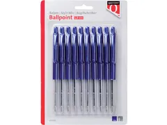 Balpen Quantore Drukknop Blauw medium, Blister 10 stuks