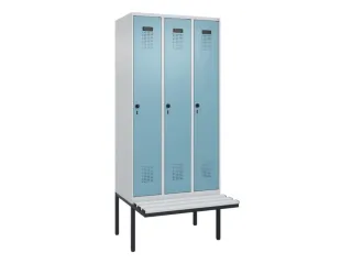 locker met bank,HxBxD 2120x900x815mm,3vak,vak B 300mm,draaigrendel - 2