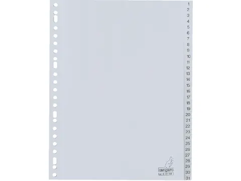 Tabbladen Kangaro A4 23-gaats G431CM 1-31 genummerd grijs PP