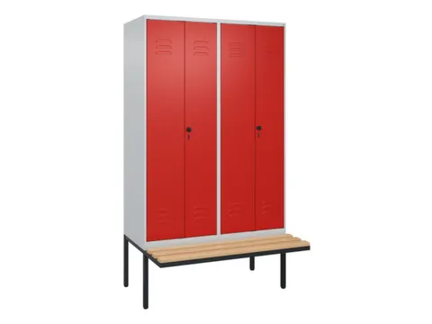 PBM-locker met bank,HxBxD 2120x1200x815mm,4vak,vak B 300mm