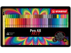 Viltstift STABILO Pen 68 Arty medium assorti blik à 66 stuks