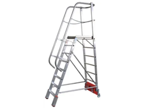 verrijdbare treden-platformladder,eenzijdig,8trede(n),stand H 1,9m