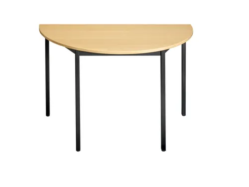 Tafel Halfrond 140x70 Cm Frame Zwart Blad Beuken
