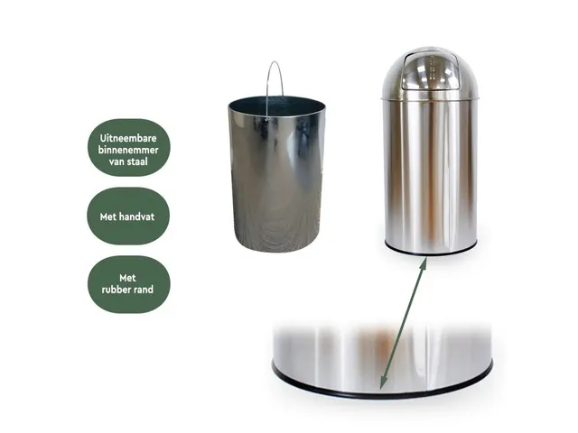Push Bin Prullenbak RVS 40 Liter