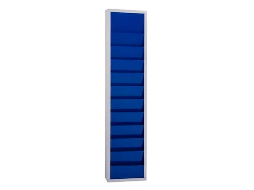 orderplanner,10vakken,HxBxD 1278x315x74mm,plank(en) plaatstaal,blauw