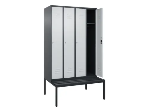 locker met bank,HxBxD 2120x1200x815mm,4vak,vak B 300mm,cil.-slot