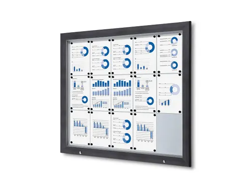 Vitrinekast mededelingenbord Outdoor 15xA4 met gasveer Antraciet