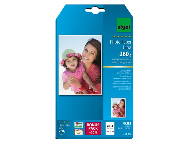 inkjet Ultra fotopapier 260 gram 24 vel eindformaat 10x15cm