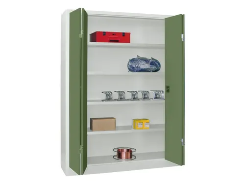 Ruime Vouwdeurkast 1950x1500x400mm 4legborden Ral7035 Front Ral6011