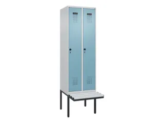 locker met bank,HxBxD 2120x600x815mm,2vak,vak B 300mm,draaigrendel - 2