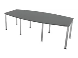 vergadertafel,HxBxD 740x2400x1200mm,vatvormig,MS-donkergrijs