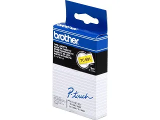 Lettertape Brother Tc-691 12 Mm Geel/Zwart - 1