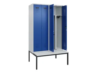PBM-locker met bank,HxBxD 2120x1200x815mm,4vak,vak B 300mm - 1